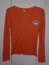 Hollister &quot;California&quot; Ladies Ls Orange Knit V-NECK PULLOVER-S-BARELY WORN-THIN - £6.04 GBP