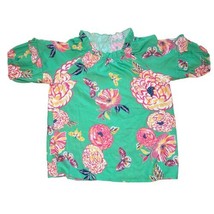 Women&#39;s Top L Butterfly Floral 3/4 Sleeve Work Casual Girls Night - £7.94 GBP