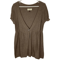 Sonoma Womens Cocoa Brown Knit Cardigan Sweater Size L V neck Cotton - $19.32
