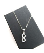 Sterling Silver Zirconia Infinity Pendant with 16&quot; Rolo Silver Chain Nec... - £16.36 GBP