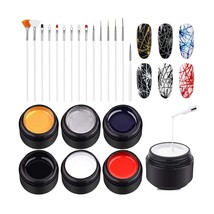 Ownest 6 Colors Spider Gel With 15 Nail Art Brushes | Set A - £19.93 GBP