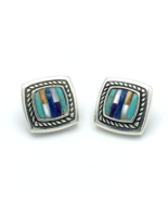 CAROLYN POLLACK Relios multi-stone inlay stud earrings - sterling turquoise - £43.12 GBP