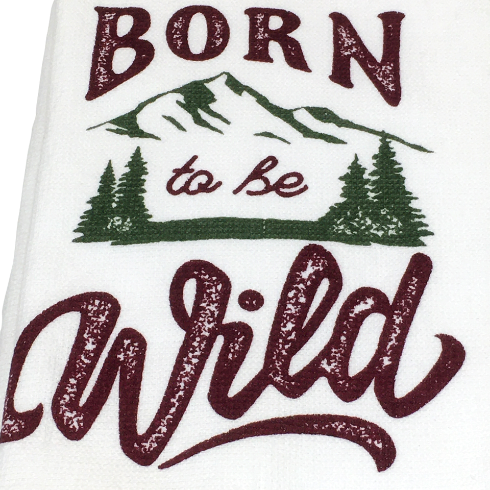 Wild Outdoors Born To Be Wild Kitchen Tea Towel Pair White Multi 15" x 25" Terry