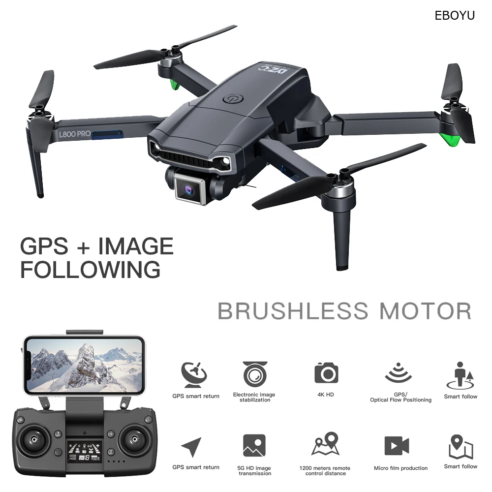 Eboyu L800PRO Foldable Gps Rc Drone 5G Wi Fi Fpv 4K Esc Hd Camera Follow Me - £117.40 GBP+