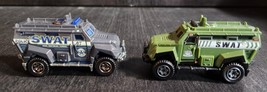 MATCHBOX S.W.A.T. POLICE TACTICAL TRUCKS GREEN 2015 AND GRAY 2011 SET OF... - $9.75