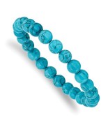 Chisel 8mm Blue Turquoise Agate Beaded Stretch Bracelet - £25.49 GBP