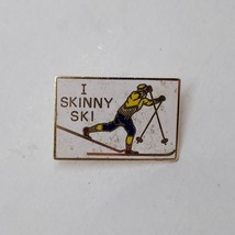 Vintage Collectible &quot;I Skinny Ski&quot; Snow Skier Gold Tone Pin - £11.53 GBP