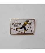 Vintage Collectible &quot;I Skinny Ski&quot; Snow Skier Gold Tone Pin - $14.73