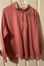 BLAIR Women&#39;s Vintage Pink Button Up Embroidered Jacket Size XL - £17.40 GBP