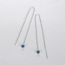 Tassel Earrings Style 925 Silver Ear Thread Earrings Sapphire Simple Lon... - $22.00
