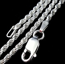 Solid 925 Sterling Silver Italian Diamond Cut Rope Chain Necklace - All Sizes - £15.83 GBP+