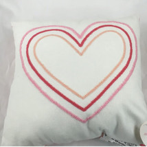 Embroidered Ring Heart &amp; Pink Stripes 14&quot; Square Accent Throw Decor Pillow NEW! - £4.00 GBP