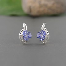 Natural 925 Sterling Silver Tanzanite Earings, Best Anniversary Gift - £58.46 GBP