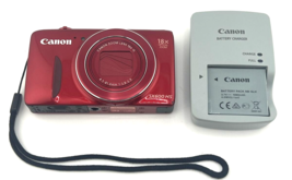 Canon Power Shot SX600 Hs Digital Camera Red 16MP 18x Zoom Wi Fi Bundle Tested - $180.14