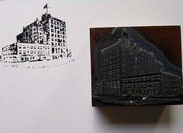 Vintage Metal Wood Old Printers Stamp Plate Building Atlantic City New J... - £17.86 GBP