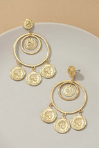 Double hoop drop earrings with dangling coins - £11.73 GBP