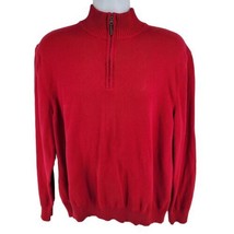 Nautica Size XL Red Half-Zip Mock Neck Long Sleeve Pullover Men’s Sweater - $16.78