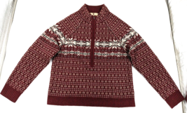 Woolrich Women Size Small Sweater Wool Fair Isle Knit 3/4 Zip Snowflake Vintage - £31.84 GBP