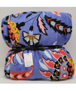 Vera Bradley Fleece Plush Throw Blanket 50 X 80 Mural Garden Floral Purple - $44.54