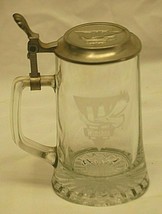 Winston Advertising Lidded Glass Stein Tankard Mug Bar Barware - $26.72