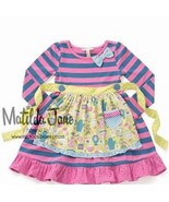 $58 MATILDA JANE somethings cooking 2pc dress+apron set 6 pink+blue stri... - $25.73