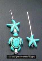 STARFISH BEADS 15&quot; recon Howlite 13mm StarFish Turquoise color beads BS052 - £2.28 GBP