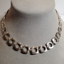 All Solid Sterling 925 Silver Circles in Squares 16&quot; Toggle Clasp Necklace 41.5g - £100.29 GBP