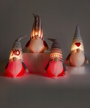 Valentine Gnome Statues Love LED Lights Up 12"  High Red White 2 Designs image 1