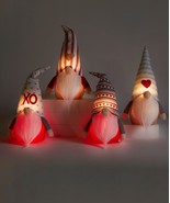 Valentine Gnome Statues Love LED Lights Up 12&quot;  High Red White 2 Designs - £16.95 GBP