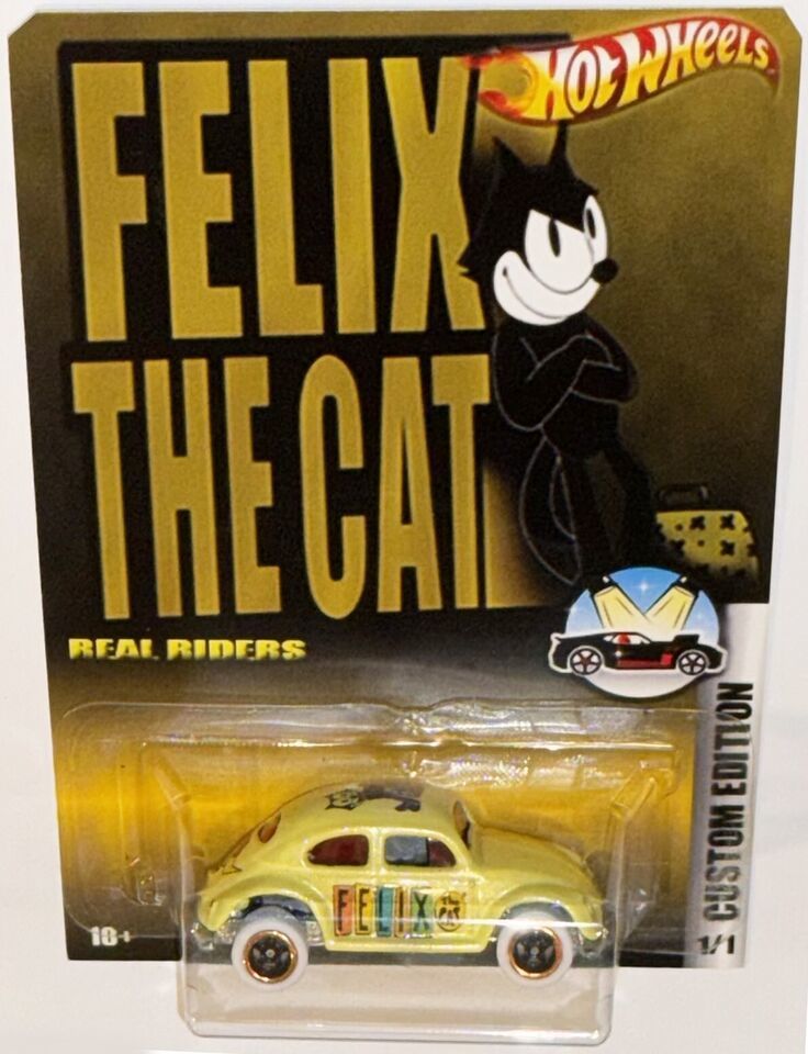 Custom Yellow VW Volkswagon Beetle Custom Hot Wheels Felix The Cat Serie... - $97.77