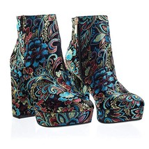 Bamboo Women&#39;s Hook and Loop Fasteners Boots Connectio02 Black Embroidery - $539.55 MXN