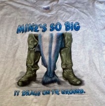 Big Fish Tee Shirt Oatmeal Mine&#39;s So Big Drags Ground Size L 100% Cotton - £14.26 GBP