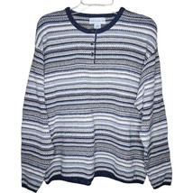 Vintage 90’s Croft &amp; Barrow Knit Crewneck Sweater Sweatshirt Striped Pat... - £18.56 GBP