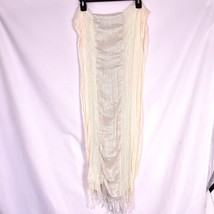 Cream &amp; Silver Scarf with Fringe Detail Spring Summer Fall - $9.20