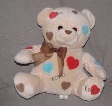 Walmart Stores Stuffed Plush Cream Beige Teddy Bear Xoxo Love Red Brown Heart - $49.49