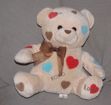 WALMART STORES STUFFED PLUSH CREAM BEIGE TEDDY BEAR XOXO LOVE RED BROWN ... - £39.65 GBP