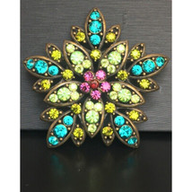 STUNNING VINTAGE CAST METAL RHINESTONE BROOCH SKY - $713.82 MXN