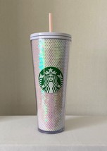 New Starbucks 2020 Holiday Exclusive Pink &amp; White Sequin  24 oz Tumbler Cold Cup - £11.98 GBP