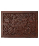 Sugar Skull Wood Engraved Secret Stash Jewelry Trinket Box 7X5&quot; Day of t... - $24.74