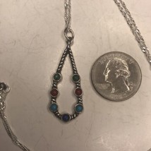 Vintage Shube 925 Multi Stone Pendant and Sterling Chain - $36.35