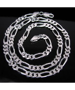 Solid Sterling Silver Figaro Link Design Men&#39;s Neck Chain 20&quot; - $75.24