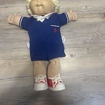 Vintage 1982 Cabbage Patch Kids blue Sailor Boy Doll 16&quot; by Coleco Red Gym Shoes - $28.01