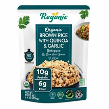 Regganic Organic Brown Rice with Quinoa &amp; Garlic, Ready to Eat, Pack of ... - $15.49