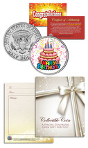 HAPPY BIRTHDAY CELEBRATE CAKE Keepsake Gift JFK Kennedy Half Dollar US Coin - £6.76 GBP