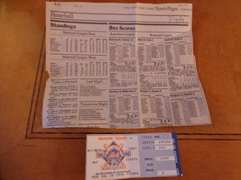 NY Mets vs Chicago Cubs Ticket Stub July 28, 1986 w Newspaper Box Score of game - £4.71 GBP