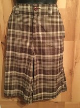 Vintage Bugle Boy Men’s Size 40 Tall Bermuda Shorts Plaid Brown Wide Legs - £12.50 GBP