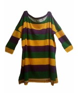 Off Shoulder Oversized XXS /XS Mardi Gras Stripe Purple Green Yellow Wom... - £32.55 GBP