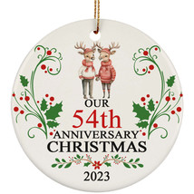 Deer Couple Our 54th Anniversary 2023 Ornament Gift 54 Years Christmas Together - £11.90 GBP