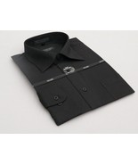 Mens Milani dress shirt soft cotton Blend easy wash business long sleeve... - £20.04 GBP