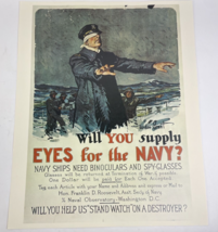 U.S.A Navy Recruitment Poster WILL YOU SUPPLY EYES - MILITARY 16&quot;x20&quot; Vi... - $17.81